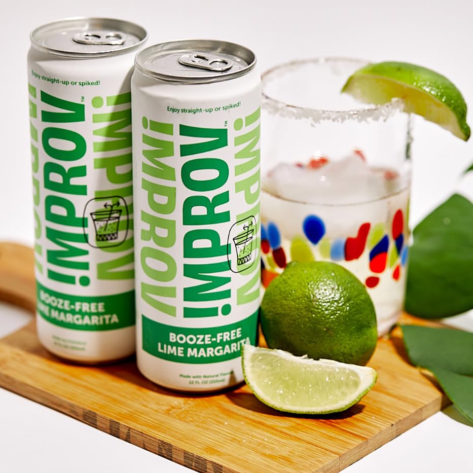IMPROV BoozeFree Cocktails 12oz NonAlcoholic Beverage Mocktail Drink Mixer Vegan Gluten Free Zero Proof 4Pack Lime Margarita