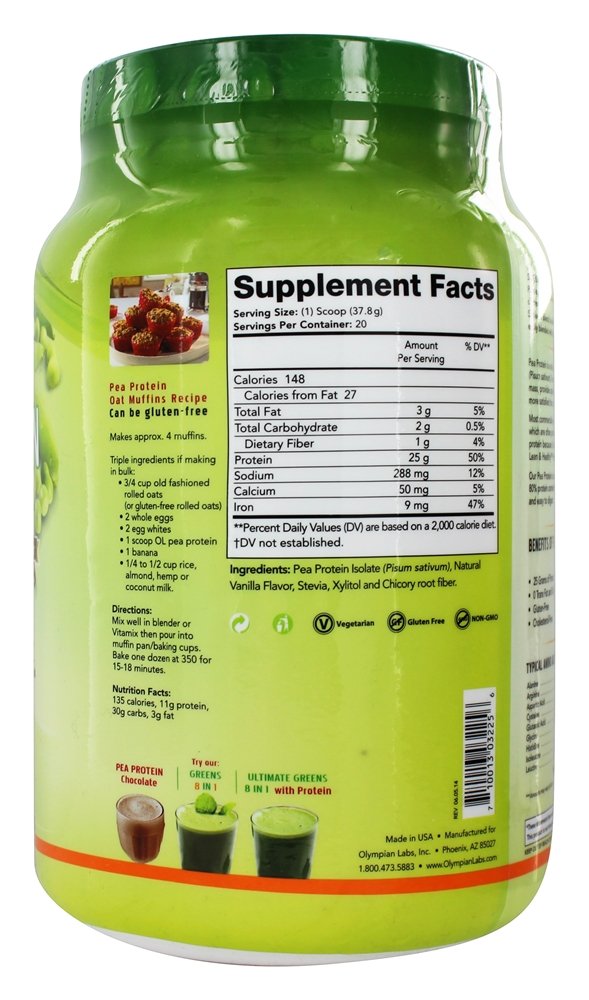 Olympian Labs Pea Protein, Natural Vanilla 1000 Grams