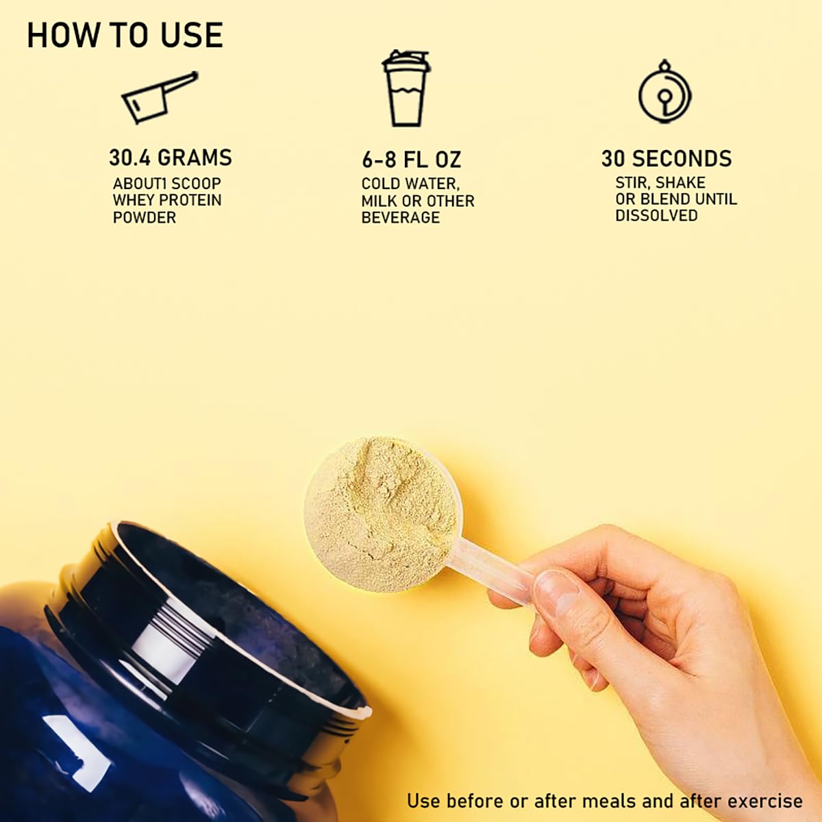 VYHTHY Vanilla Protein Powder, 100% Whey Protein Powder, Low Sugar and 24g Protein per Serving, Ideal for On-The-Go Nutrition and Post-Workout Recovery, 3.5 Pound