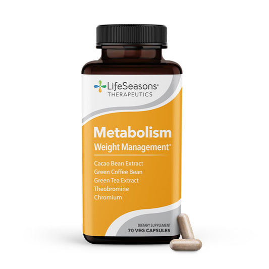 LifeSeasons Metabolism - Weight Control Support & Energy Boosting Supplement - Natural Appetite Suppressant - Curbs Cravings - Green Tea, Coffee Bean, Chromium, Cacao & Theobromine - 70 Capsules