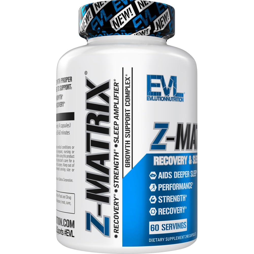 Evlution EVL Post Workout Recovery Bodybuilding Supplement - Magnesium and Zinc - ZMatrix Zinc Magnesium Aspartate Muscle Recovery Supplement for Sleep Support and Muscle Health