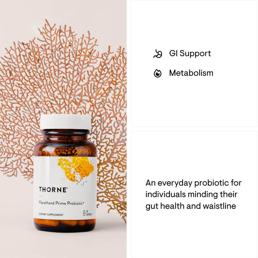 THORNE FloraMend Prime Probiotic - Shelf Stable and Stomach Acid-Resistant* Probiotic Blend - 30 Capsules