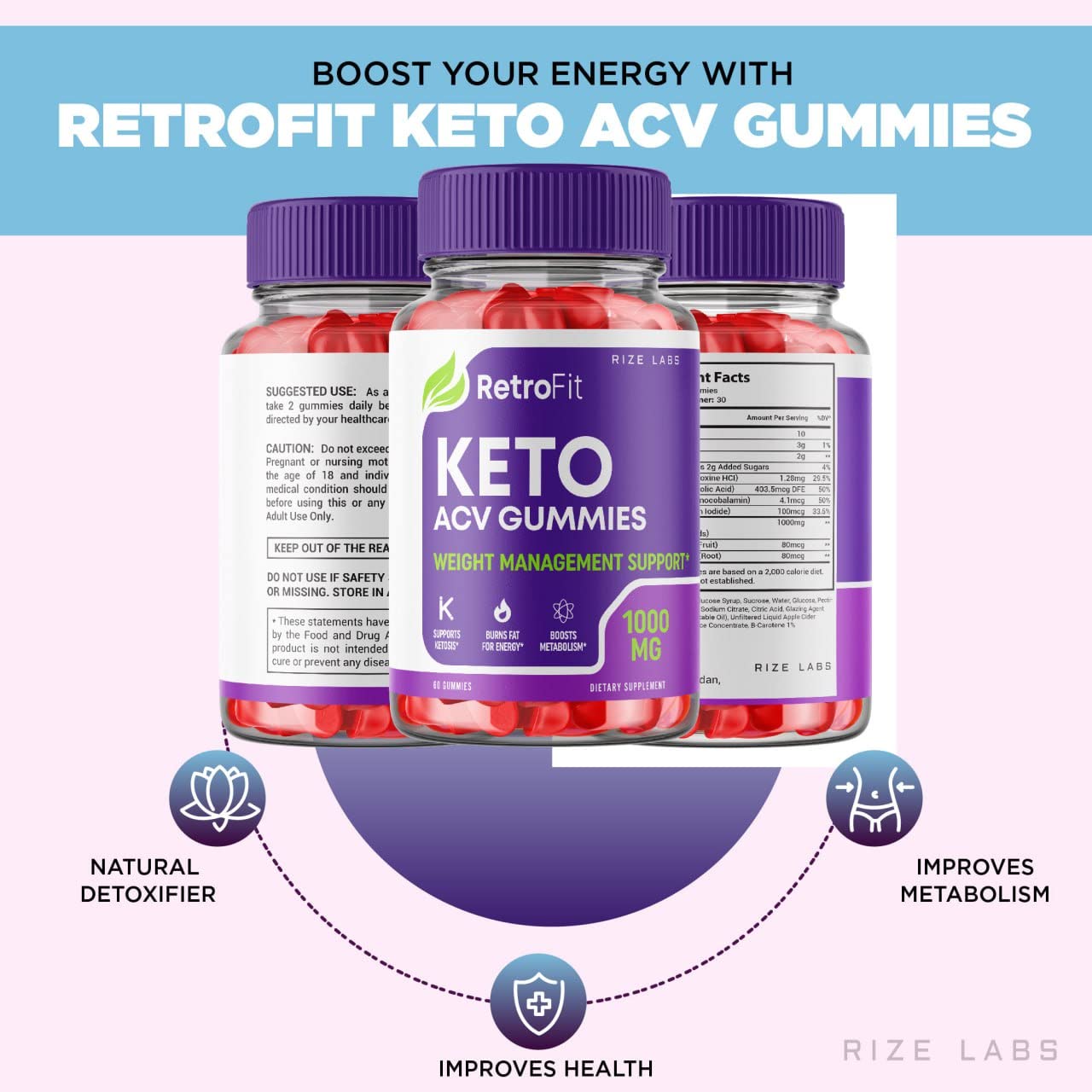 rize labs - RetroFit Keto ACV Gummies for Advanced Weight Loss with Apple Cider Vinegar, Supplement Helps in Reducing Belly Fat, for Extra Strength (300 Gummies)