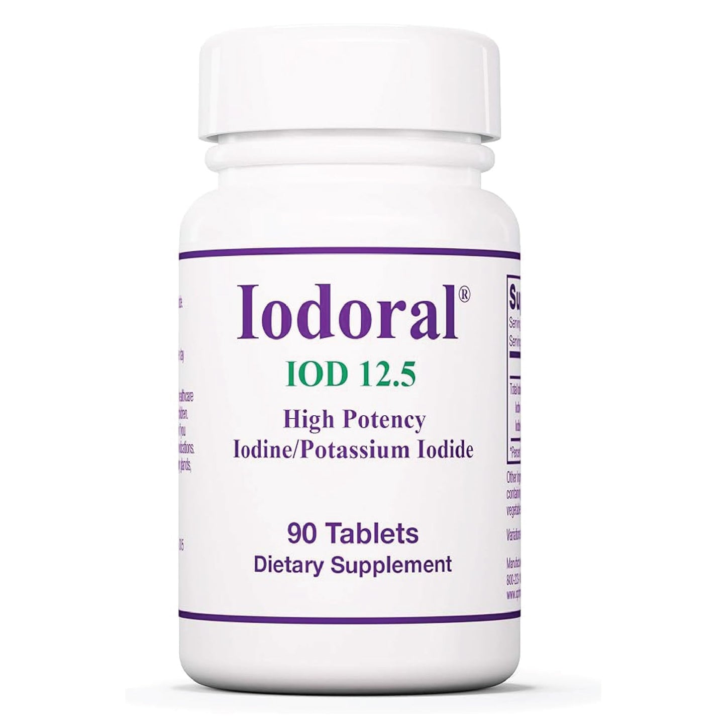 Optimox Iodoral 12.5mg Supplement - Iodine for Thyroid Support, Potassium Iodide Tablets, Lugol Solution, Daily Vitamins & Minerals - 90 Count