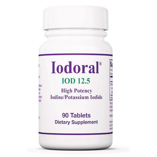 Optimox Iodoral 12.5mg Supplement - Iodine for Thyroid Support, Potassium Iodide Tablets, Lugol Solution, Daily Vitamins & Minerals - 90 Count