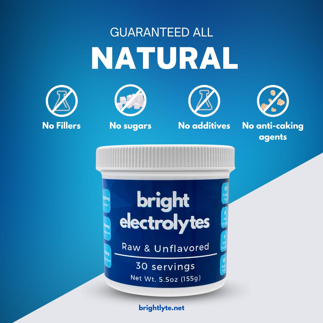Bright Hydration Electrolyte Powder - Raw, Unflavored, Zero Sugar - Sea Salt, Himalayan Pink Salt, Magnesium & Potassium - Sugar-Free, Keto & Paleo-Friendly (Medium, 5.5 oz)