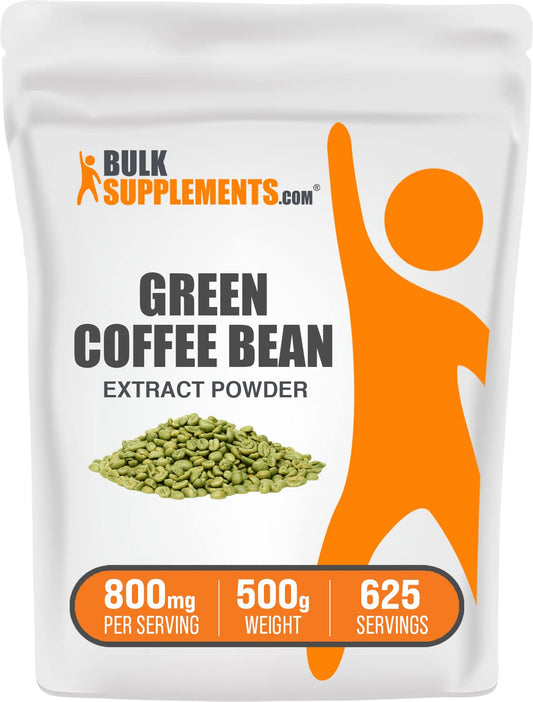 BulkSupplements.com Green Coffee Bean Extract Powder - Green Coffee Bean Supplements, Green Coffee Bean Powder - Energy Support, Gluten Free, 800mg per Serving, 500g (1.1 lbs) (Pack of 1)