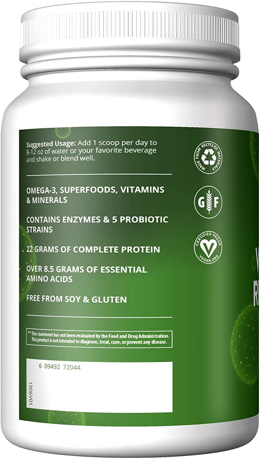 MRM Nutrition Veggie Meal Replacement Protein | Vanilla Bean Flavored | 22g complete plant based protein | Meal on-the-go | Mediate hunger | Balanced macronutrient formula | 28 servings