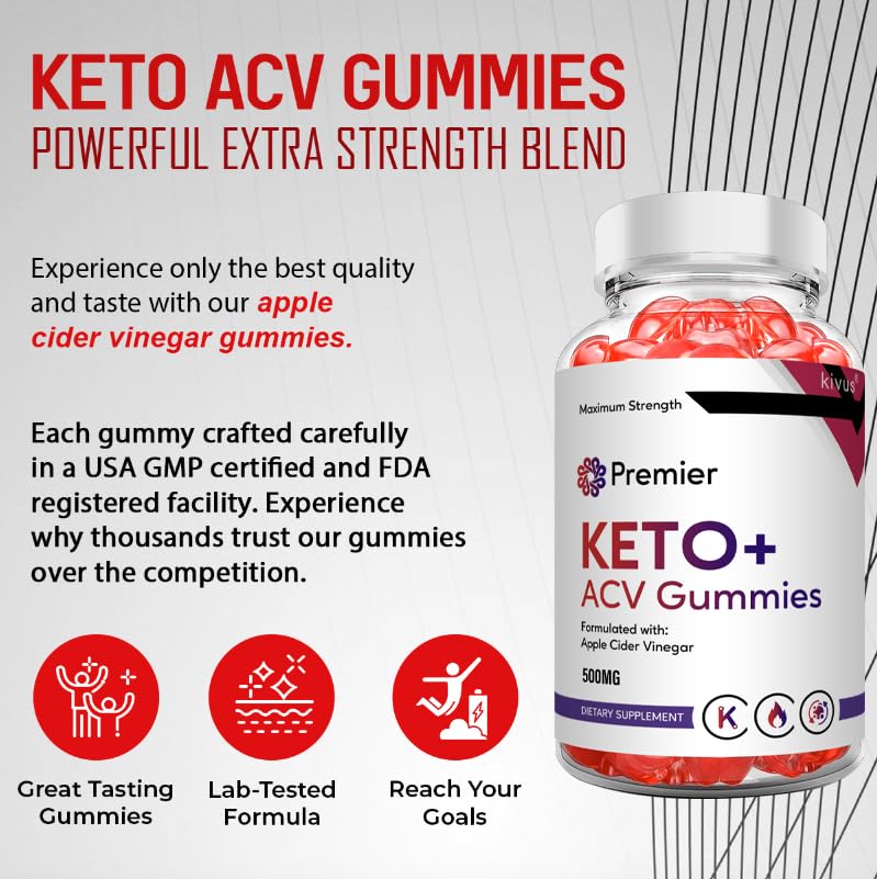 kivus Premier Keto Gummies - Premier Keto + ACV Gummies (2 Pack, 120 Gummies)