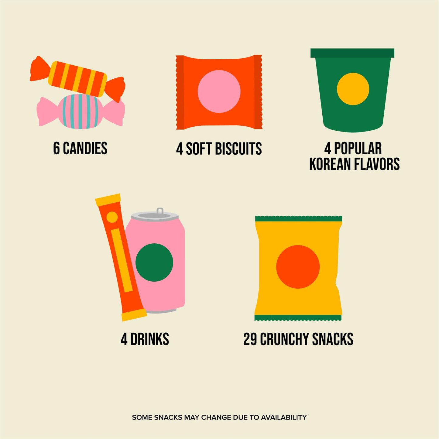 Journey of Asia Korean Snack Box 48 Count  Individually Wrapped Packs of Coffee Snacks Cookies Ramen and Drink Food Box for Kids Children College Students Adult Senior Friends Family