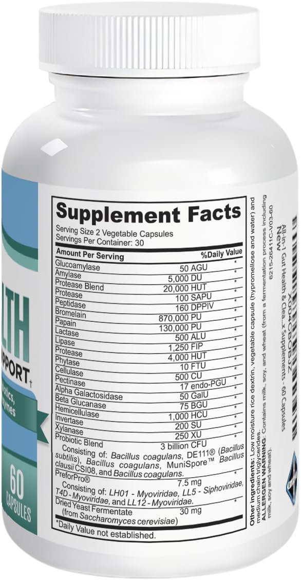 25-in-1 Gut Health Supplements (All-in-1) Gut Microbiome Support - Gut Cleanse Detox - Blend of Prebiotics, Probiotics, Postbiotics & Digestive Enzymes - Nutrient Dense Gut Supplement - 60 Capsules