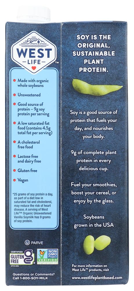 Westsoy Organic Unsweetened Vanilla Soymilk 32 ounce 2 pack  64 total ounces by West Soy