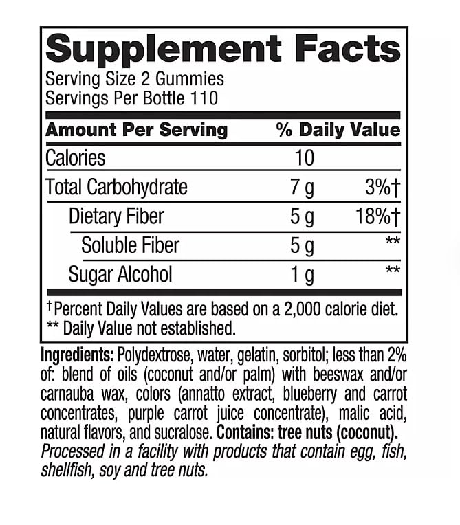 Fiber Well Gummies Peach, Strawberry and Black Berry Flavored 220 Count