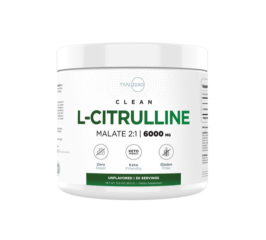 Type Zero L-Citrulline Malate Powder 2:1 6X (300g | 6000mg Per Serving | Unflavored) Ultra Clean L Citrulline, Nitric Oxide Booster, Pre Workout - Nitrous Oxide Vasodilator Supplement