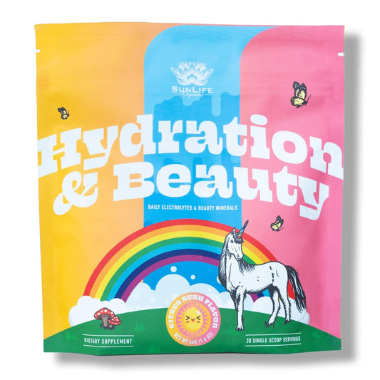 SunLife Organics Hydration & Beauty Powder - Citrus Rush - Electrolyte Drink Mix | Daily Vitamins and Minerals - Magnesium, Vitamin C, and Niacin | Non-GMO | 60 Servings