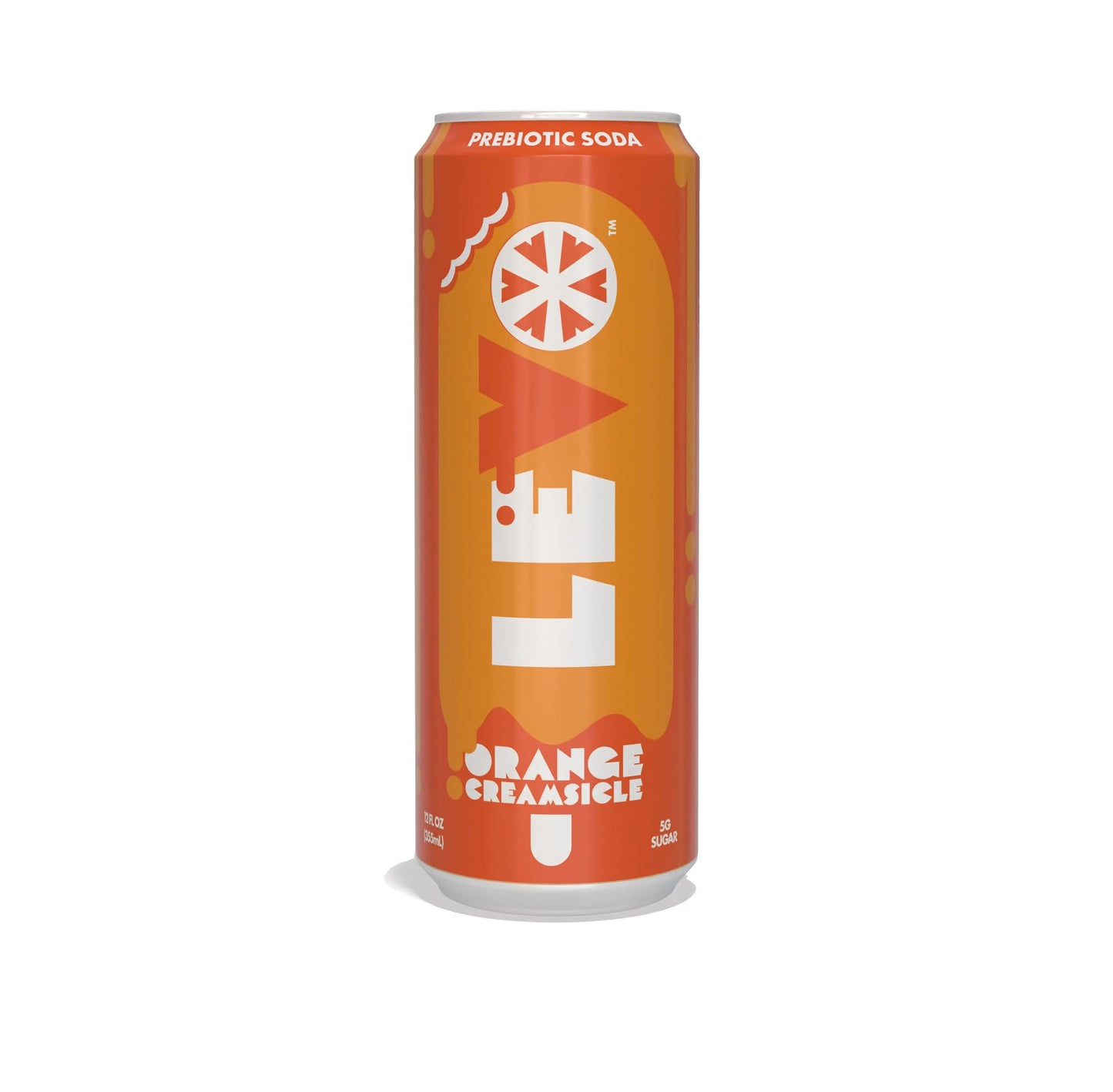 LEVO Soda Pop Orange Creamsicle  Caffeine Free Sparkling Prebiotic Soda  5g of Dietary Fiber for Gut Health  5g Cane Sugar  Low Calorie  12 Fl Oz Pack of 12