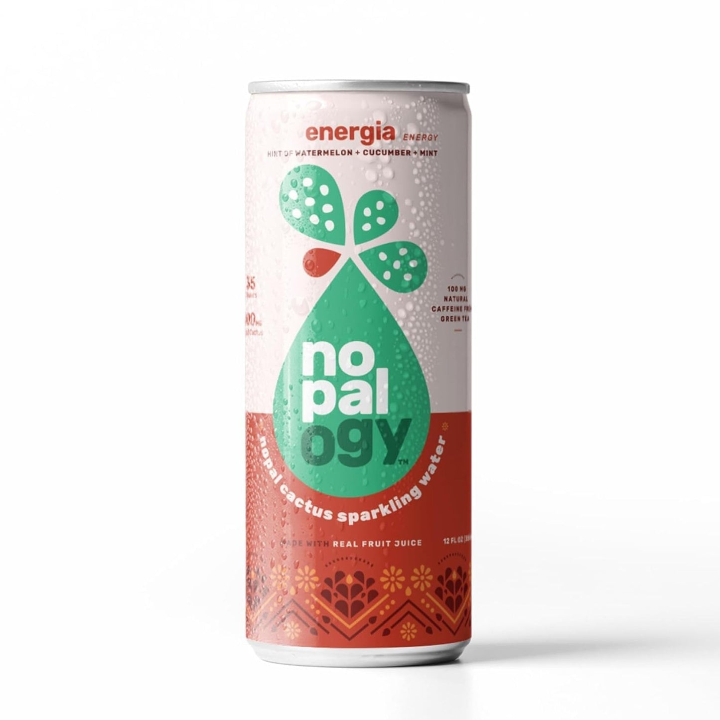 Nopalogy Energía ThirstQuencher  Nopal Electrolytes Green Tea NonGMO GlutenFree Keto Vegan Real Fruit Juice  12 fl oz  12 Pack Watermelon