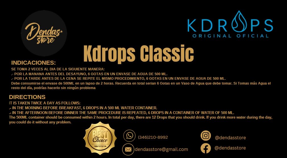 Kdrops Classic - Potent Fat Burner Drops - 3-Month Supply (Pack of 3) - Natural Weight Loss, gotas para bajar de peso, KDROPS