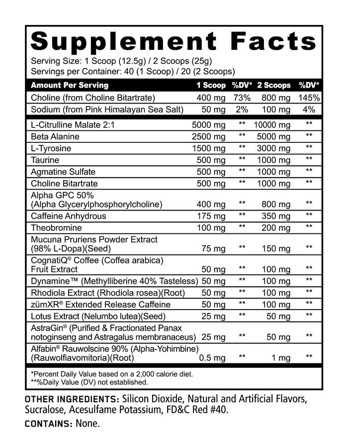 Underground Bio Labs™ Panda Supps: Rampage Chaos, Extreme Pre-Workout, High Stim, Maximum Pump, Focus, and Energy (Strawberry Mango Sherbet) (40 Servings)