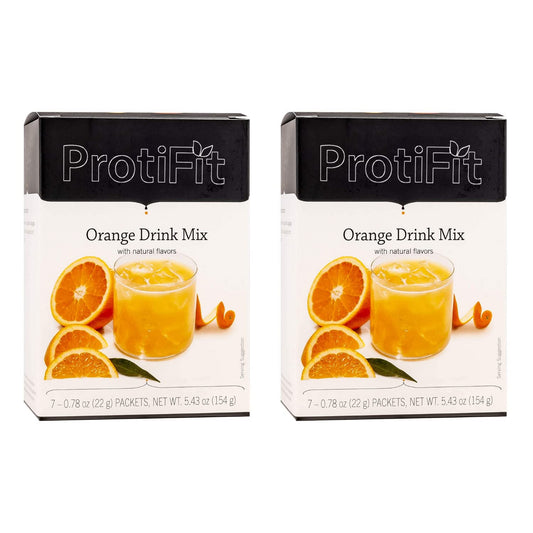 PROTIFIT - High Protein Orange Fruit Drink 2 Pack, 15g Protein, Low Calorie, Sugar Free, Ideal Protein Compatible, 7 Servings Per Box, (2 Pack)