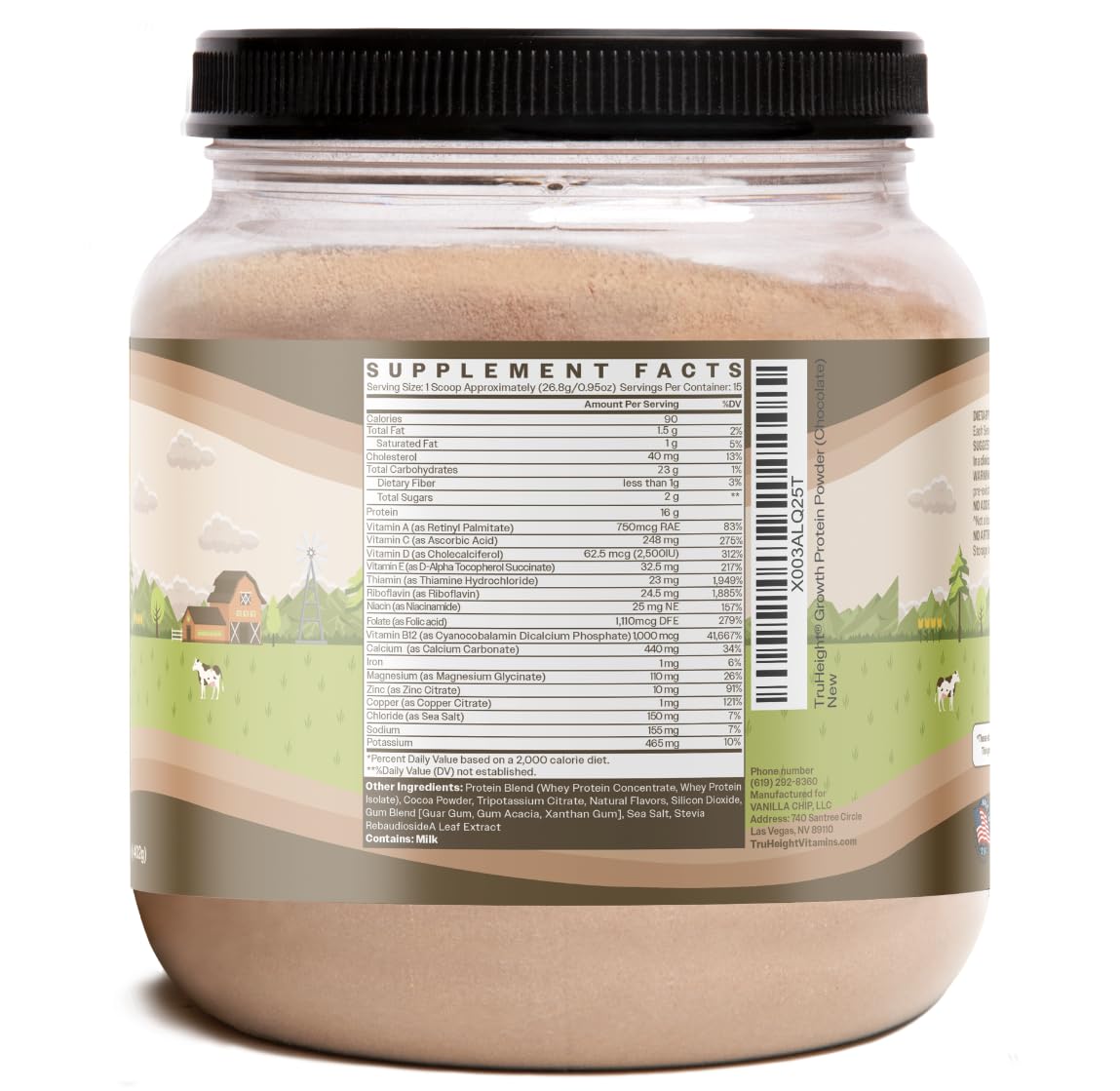 TruHeight Growth Protein Shake (Chocolate Milk Flavor, Whey) Natural Growth & Development Protein Powder for Kids & Teens - Weight Gain Drinks - Endorsed by Pediatricians, Picky Eater Vitamin, Ages 5+