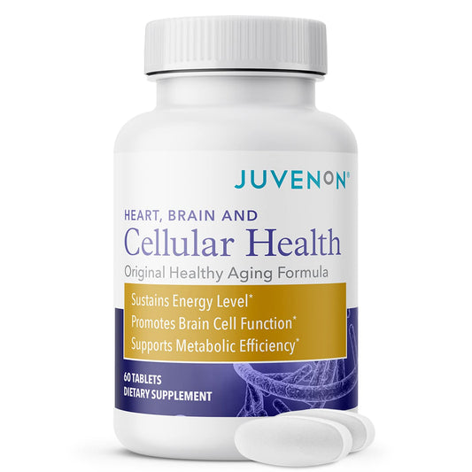 Juvenon Cellular Health | Heart, Brain Supplement with Acetyl L-Carnitine and Biotin - Supports NAD+ Function, Energy Production, Mood, Revitalized Metabolism, Mental Focus & Clarity (60 Tablets)