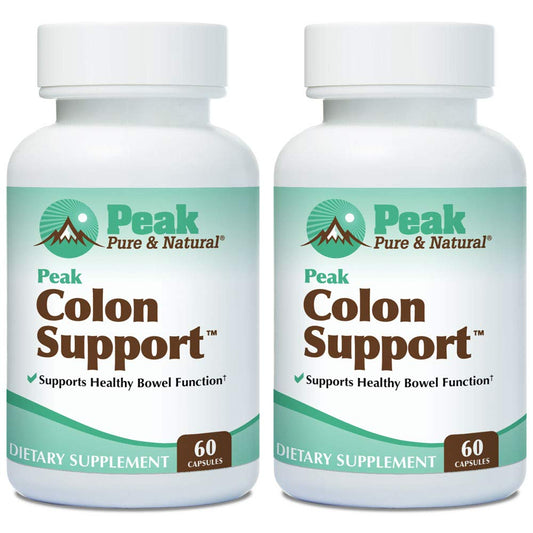Peak Pure & Natural Colon Support - Colon Cleanse and Detox Supplement for Digestive Health - Gut Health Support with Inulin and Senna Leaf Extracts - with Fiber, Prebiotics, and Probiotics - 2 Pack