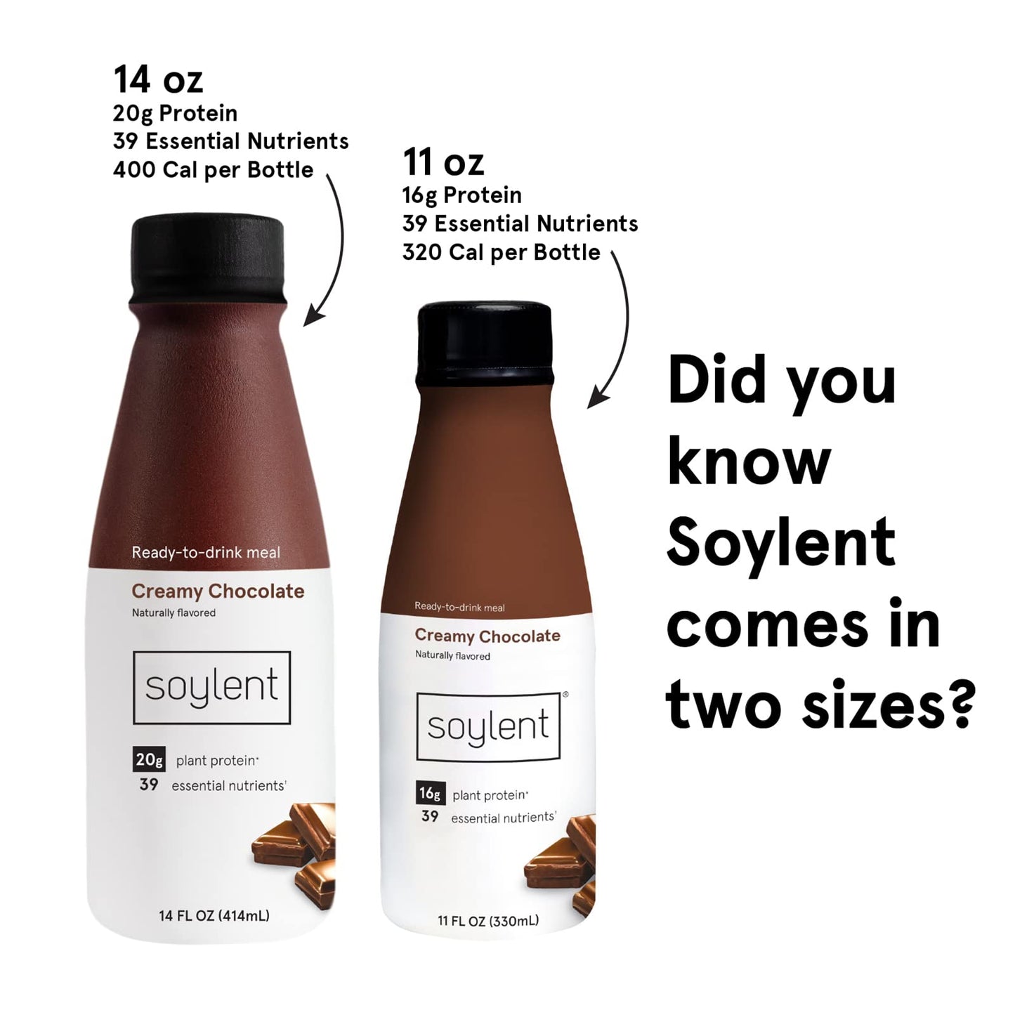 Soylent Chocolate Meal Replacement Shake Contains 16g Complete Vegan Protein ReadytoDrink 11oz 12 Pack