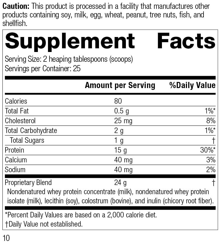 Standard Process Inc. Whey Pro Complete - Whole Food Immune Support with Colostrum, Chicory Root and Whey Protein Powder - 21 Ounce, 25 Servings