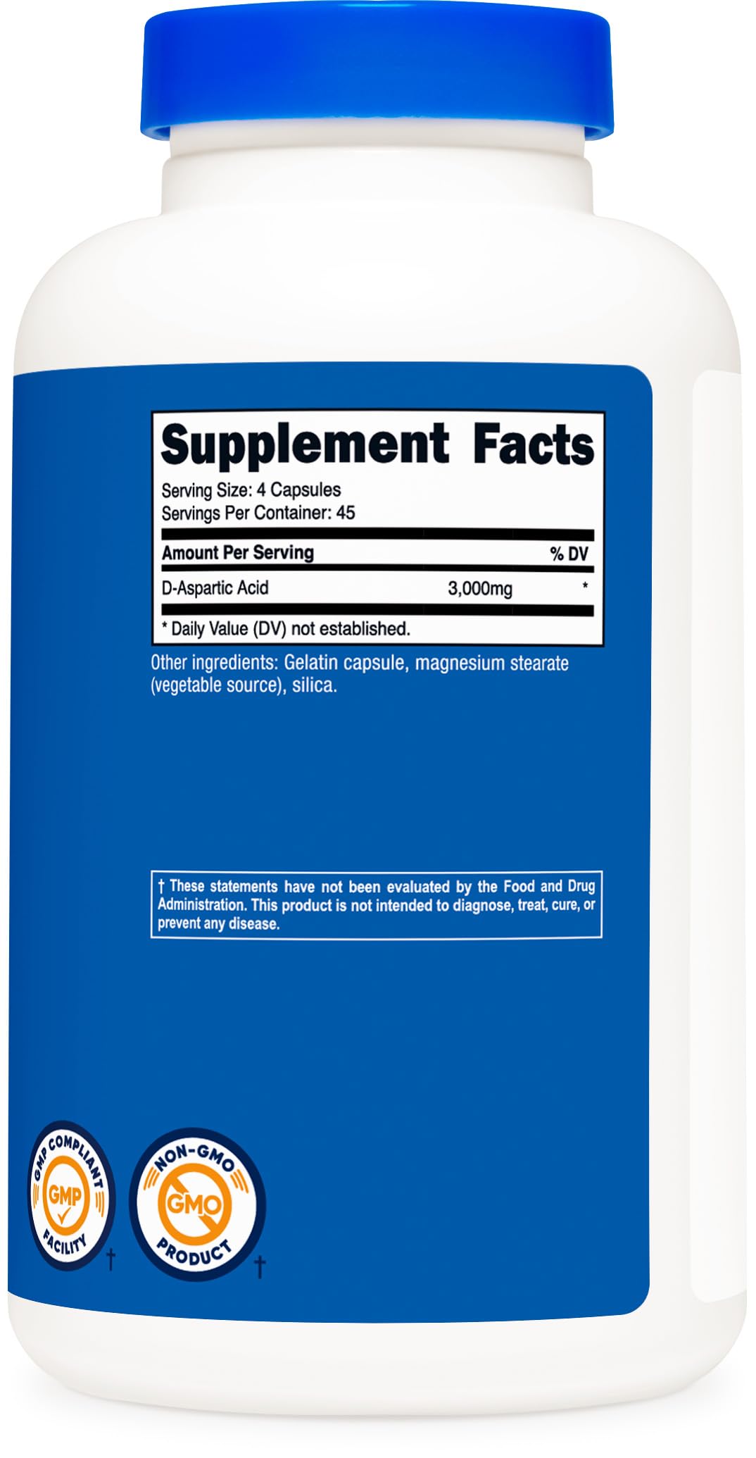 Nutricost D-Aspartic Acid (DAA) Capsules 3000mg Per Serving (180 Capsules) - Non-GMO