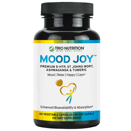 Trio Mood Joy | Premium 5-HTP, St Johns Wort, Ashwagandha & Turmeric | Ashwagandha Capsules to Promote Natural Calm & Relaxed Mood | Mood Support Supplement | 60 Day Supply*