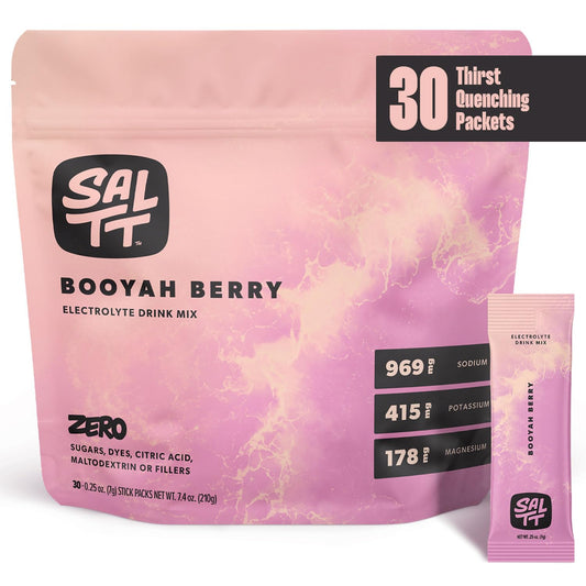 Keto Chow SALTT Electrolytes Powder Flavored Drink Mix - Booyah Berry - 30 Hydration Packets - Magnesium, Potassium, Sodium, Trace Minerals - Zero Sugar & Gluten Free - Travel Essentials