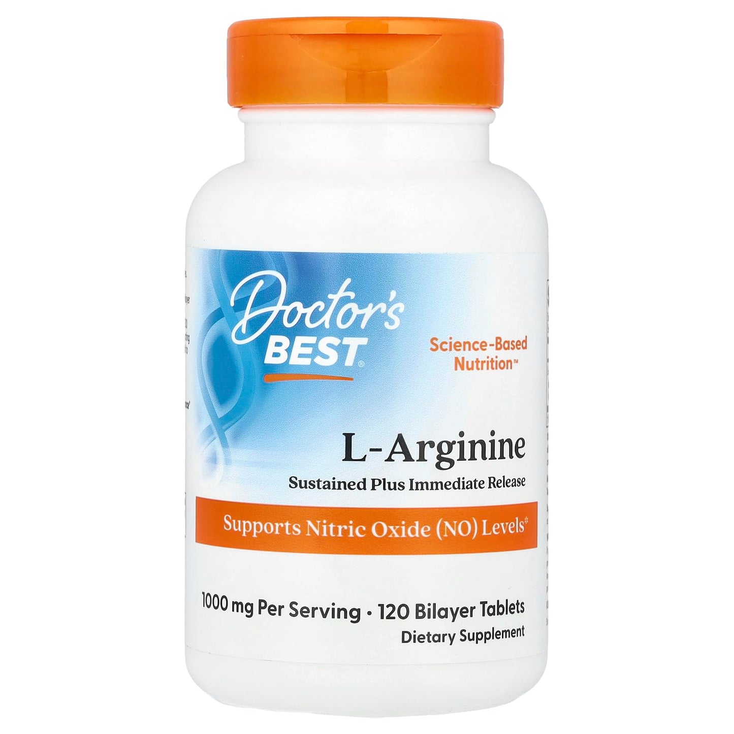 Doctor's Best Sustained Plus Immediate Release L-Arginine, Non-GMO, Vegan, Gluten & Soy Free, 500 mg, Tablet, 120 Count