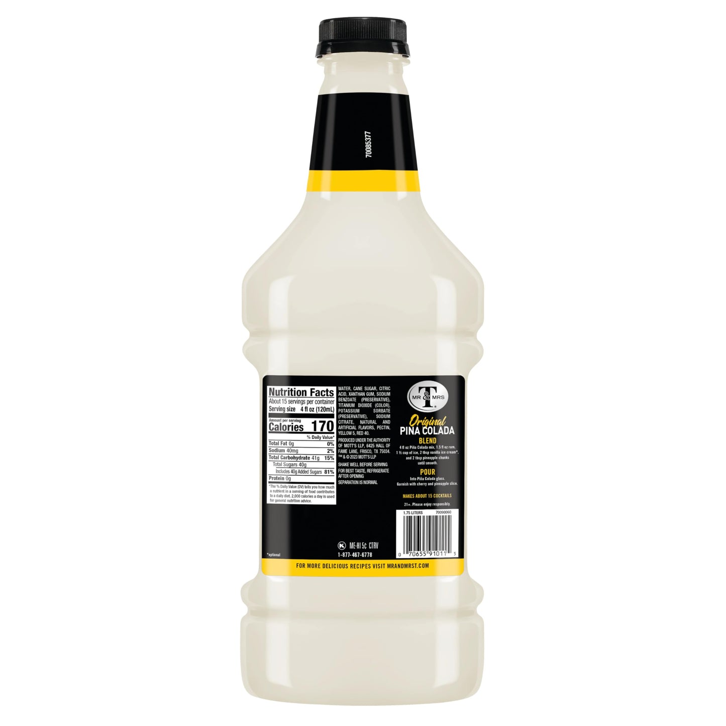 Mr  Mrs T Pina Colada Mix 175 L bottle Pack of 6 Pineapple and Coconut Blend Flavored Cocktail Mixer Made with Cane Sugar Perfect for Traditional Pina Colada and Mocktail Drinks
