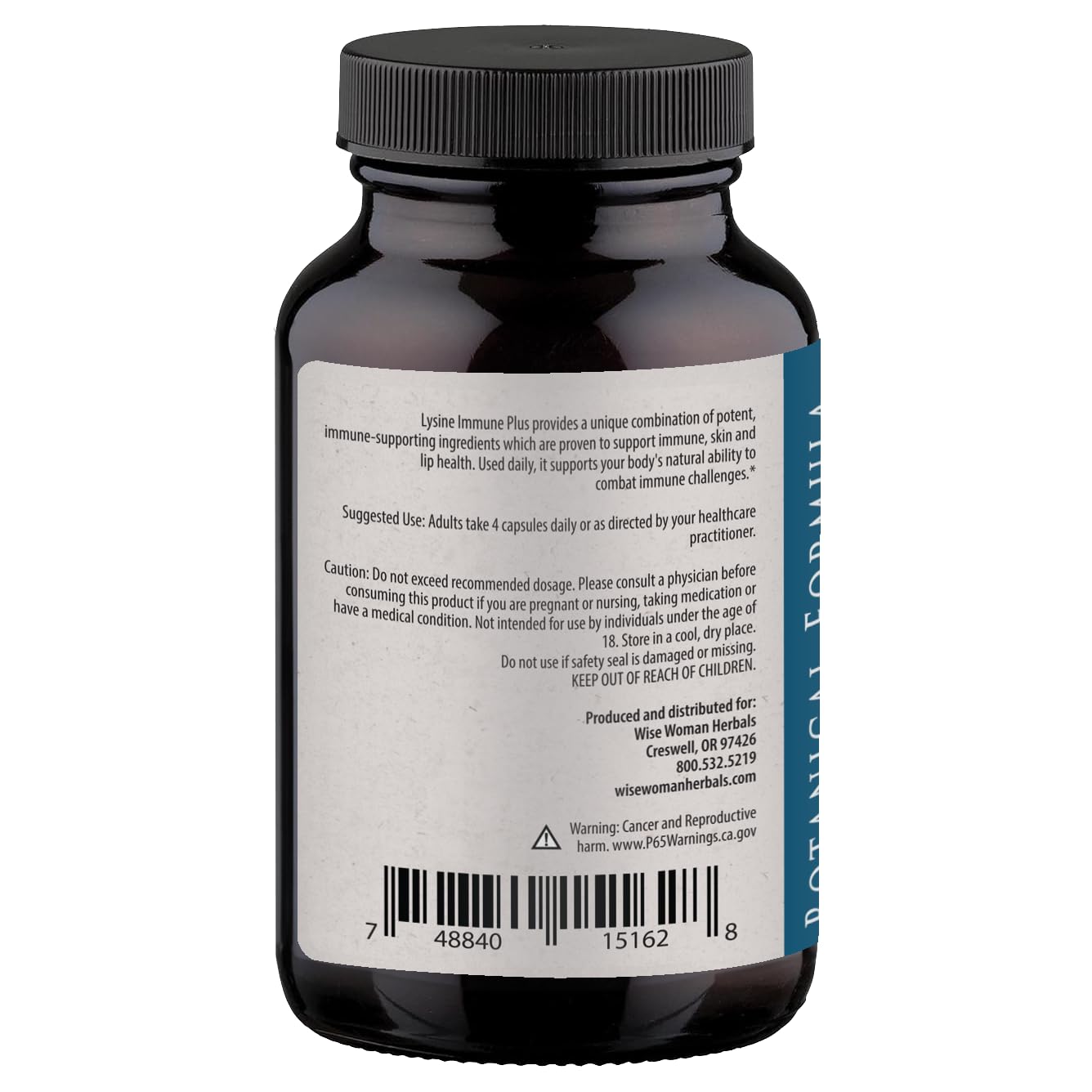 Wise Woman Herbals Lysine Immune Plus Lip - 120 Count Vegetable Capsules - Clinically Proven Lip Health & Support L-Lysine - Bioactive with Zero Harmful Additives