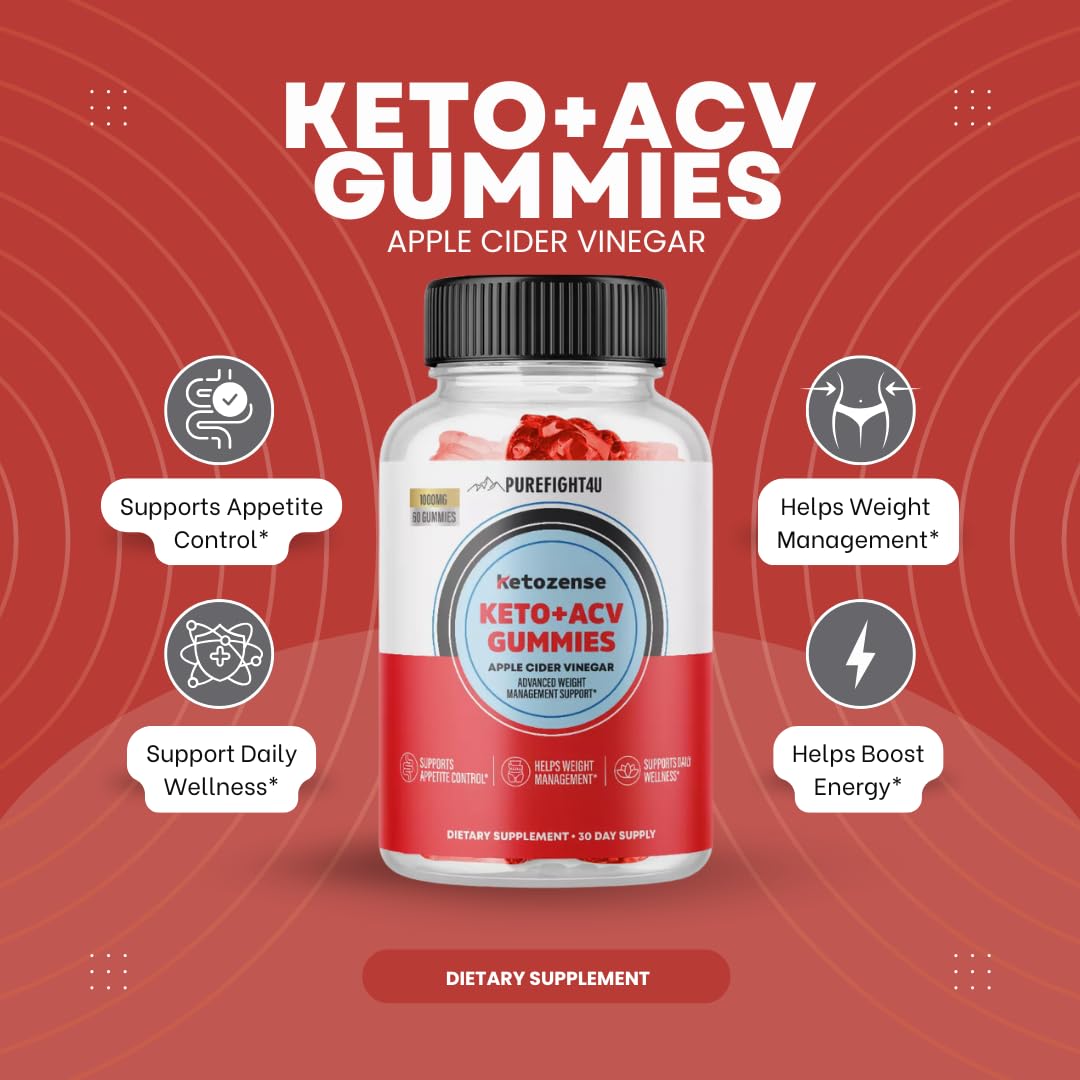 Ketozense Keto+ ACV Gummies | Apple Cider Vinegar Gummies, Advanced Weight Management Support, 1000mg | Dietary Supplement 60 Gummies