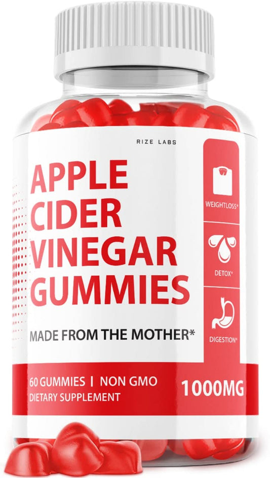 rize labs Apple Cider Vinegar Gummies Apple Cider Vinegar Gummies Made from The Mother ACV Gummies Apple Cider Vinegar Gummies 1000MG (60 Gummies)