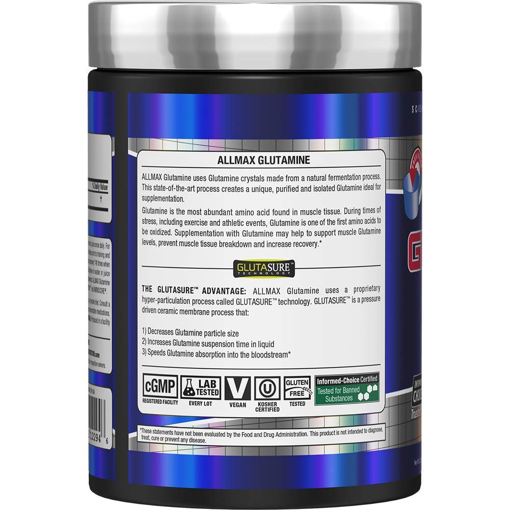 ALLMAX Nutrition L - Glutamine Powder, Muscle Recovery Formula, Gluten Free, Vegan, 1000 Grams