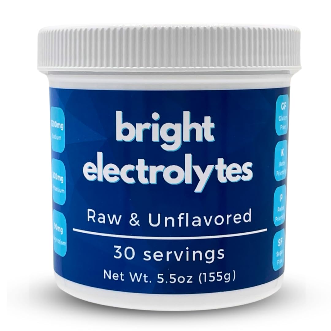 Bright Hydration Electrolyte Powder - Raw, Unflavored, Zero Sugar - Sea Salt, Himalayan Pink Salt, Magnesium & Potassium - Sugar-Free, Keto & Paleo-Friendly (Medium, 5.5 oz)