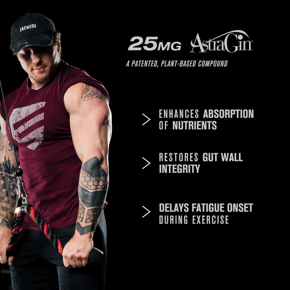 Jacked Factory Build-XT Daily Muscle Builder & Performance Enhancer - Muscle Building Supplement for Muscular Strength & Growth | Trademarked Ingredients Peak02, ElevATP, & Astragin - 60 Veggie Pills