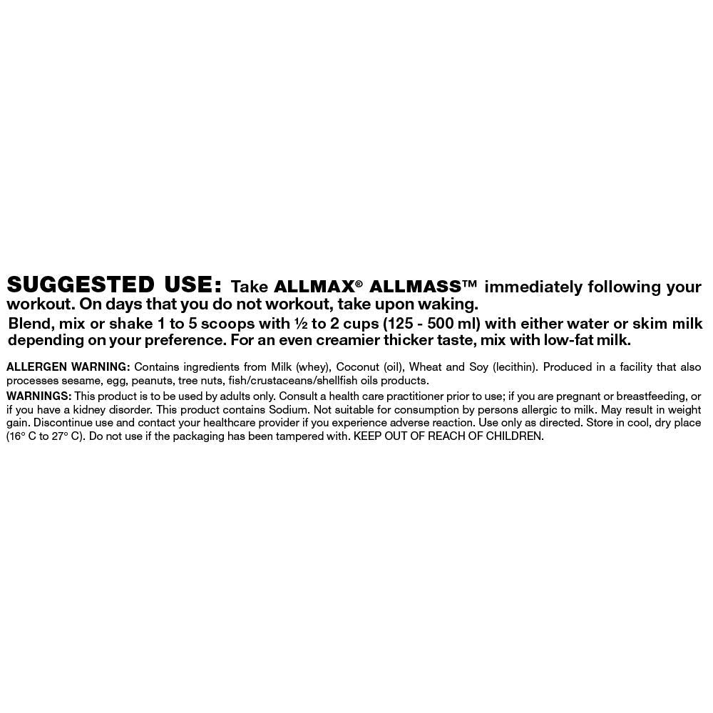 Allmax Nutrition - All Mass Post Workout Gainer, High Calorie, Mass Gainer, Protein Powder, Vanilla - 12 Pound (Pack of 1)