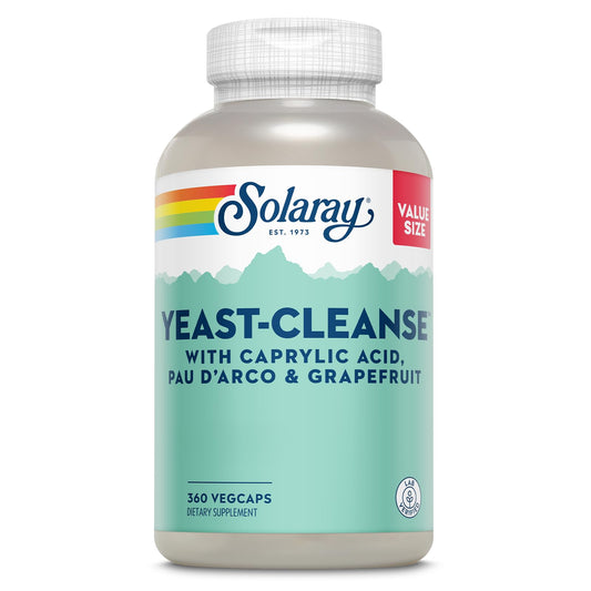 SOLARAY Yeast Cleanse, Detox Cleanse for Healthy Yeast Balance Support, with Caprylic Acid, PAU d'Arco, Licorice Root Extract and Grapefruit Seed Extract, 60-Day Guarantee, 60 Servings, 360 VegCaps