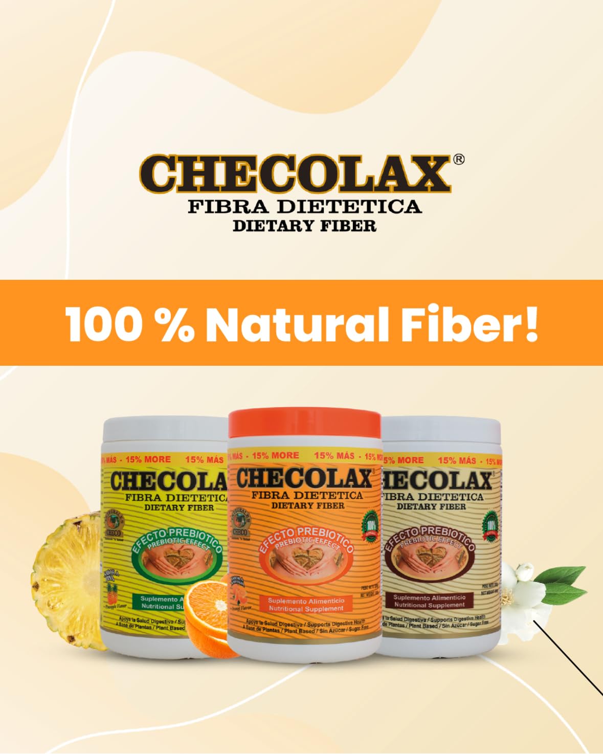 CHECOLAX: Our Dietary Fiber Alleviates Constipation Naturally, Supports Regularity, Bloating Relief & Gut Health, Sugar Free, Non-GMO, Plant-Based - Essential Fiber Boost, Pineapple (10.5 oz)
