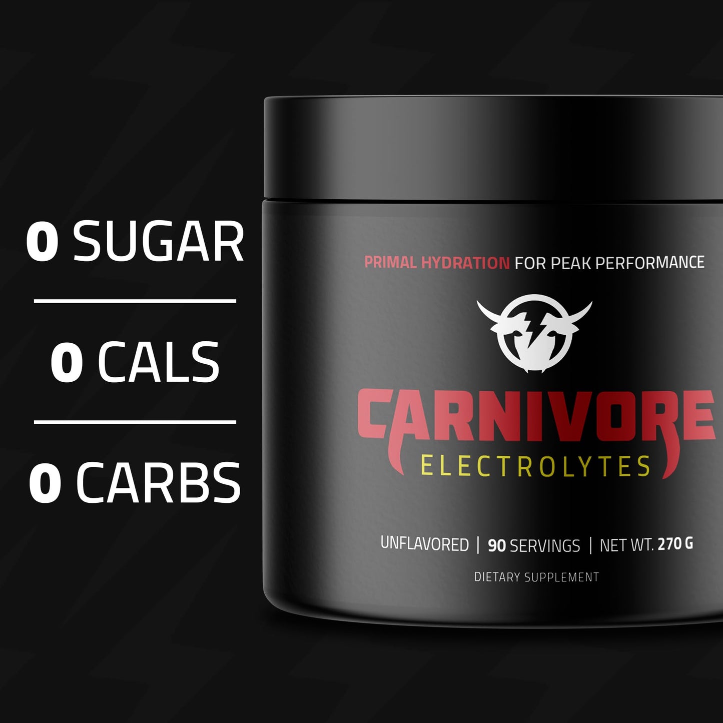 Carnivore Electrolytes: Premium Hydration Powder for Carnivore Diet - Balanced Electrolyte Support, Zero Carb, Keto Friendly - Supplement for Optimal Energy & Recovery - 90 Servings (Unflavored)