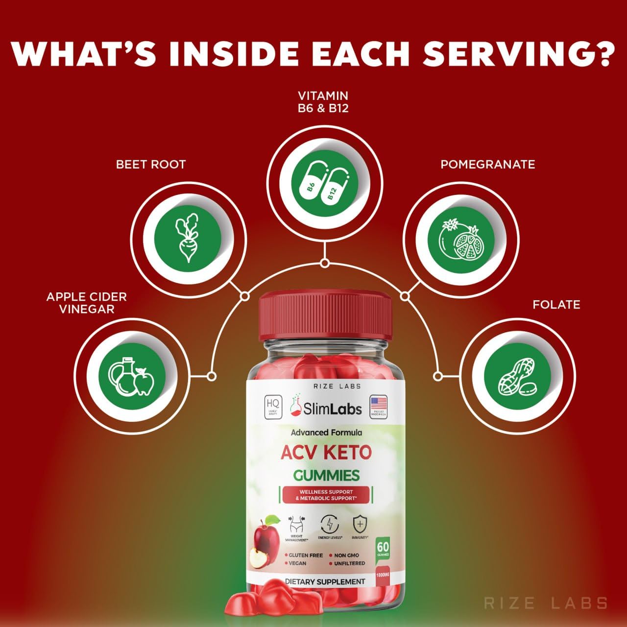 rize labs - - Slim Labs ACV Keto Gummies for Wellness and Metabolic Support - Weight Loss Gummies - Belly Fat Diet (300 Gummies)