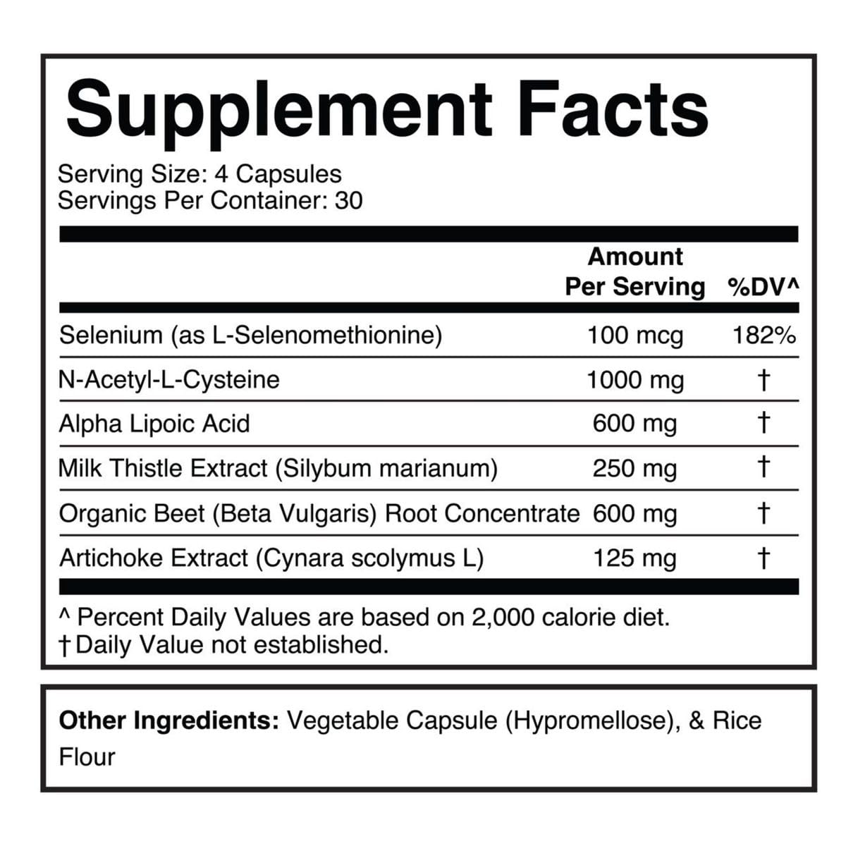 Divine Health Liver & Gallbladder Cleanse | N-Acetyl-L-Cysteine | Alpha Lipoic Acid | Milk Thistle | Organic Beet Root | Selenium | 120 Capsules