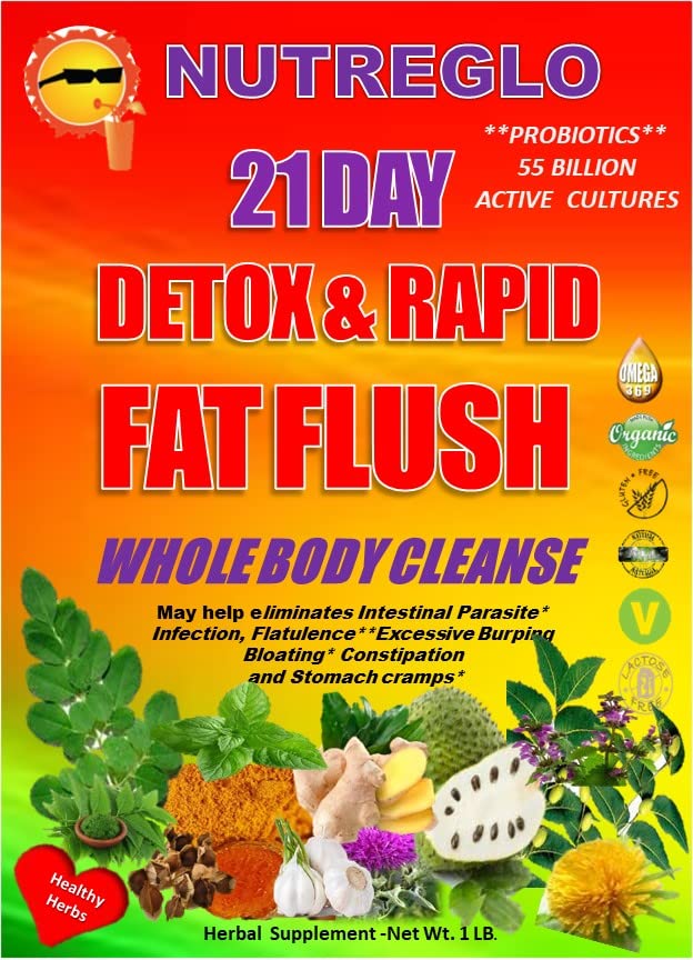 Nutreglo 21 Day Rapid Detox and Fat Flush, All Natural Detox Cleanse Drink, Blood Detox and Full Body Cleanse