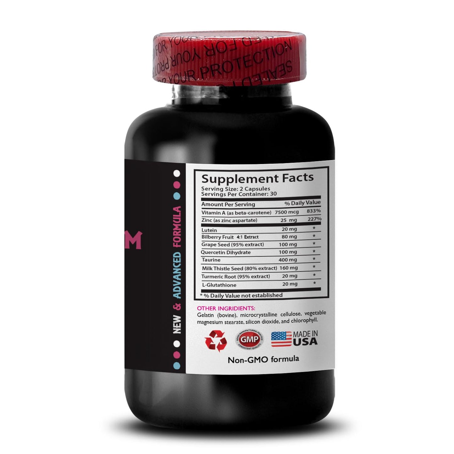 Sharp focus - EYE VISION SUPPLEMENT - Clear image, Eye support, Vision precision, Focus advantage, Bright details, Clearer scenes, Pure view, Lens support, Daily vision 2 Bottle 120 Capsules