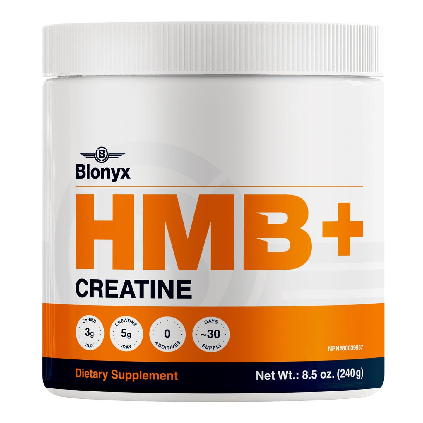 Blonyx HMB + Creatine Supplement - 3g Daily HMB for Enhanced Strength, Power & Recovery, Ideal for High-Intensity Athletes, 30-Day Supply