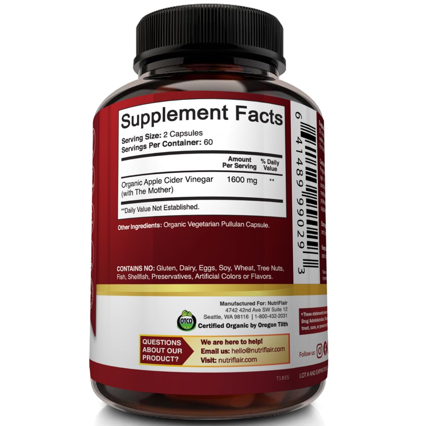 Apple Cider Vinegar Capsules with The Mother - 120 Vegan ACV Pills - Best Supplement for Healthy Weight Loss, Diet, Keto, Digestion, Detox, Immune - Powerful Cleanser & Appetite Suppressant Non-GMO